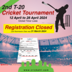 T20 Cricket Tournament Registration Closed